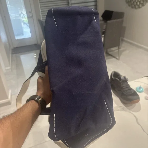 L.L. Bean Navy and Cream Tote Bag - Picture 5 of 8